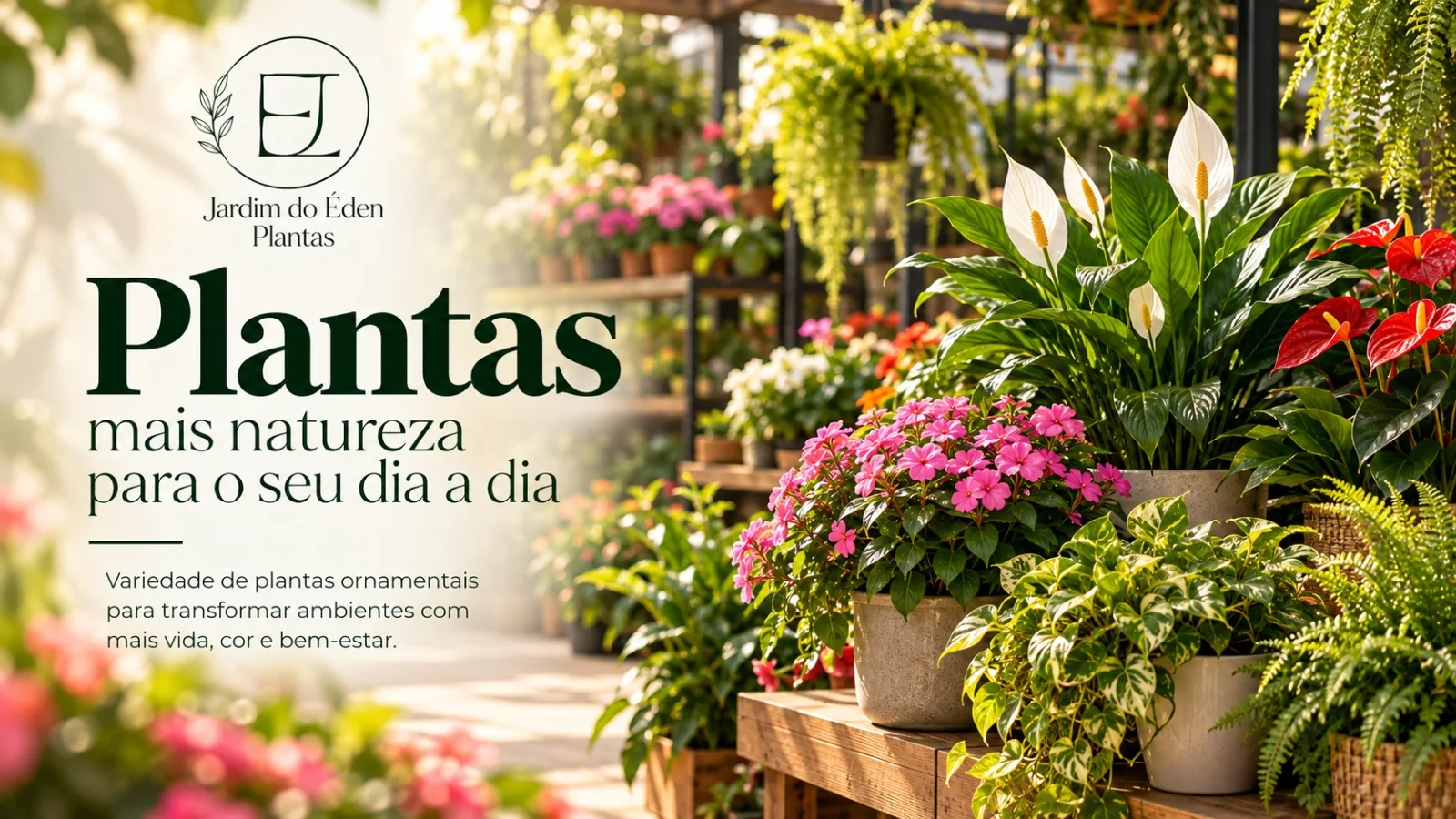 Plantas, mais natureza para o seu dia a dia: estufa com plantas e flores no Jardim do Éden